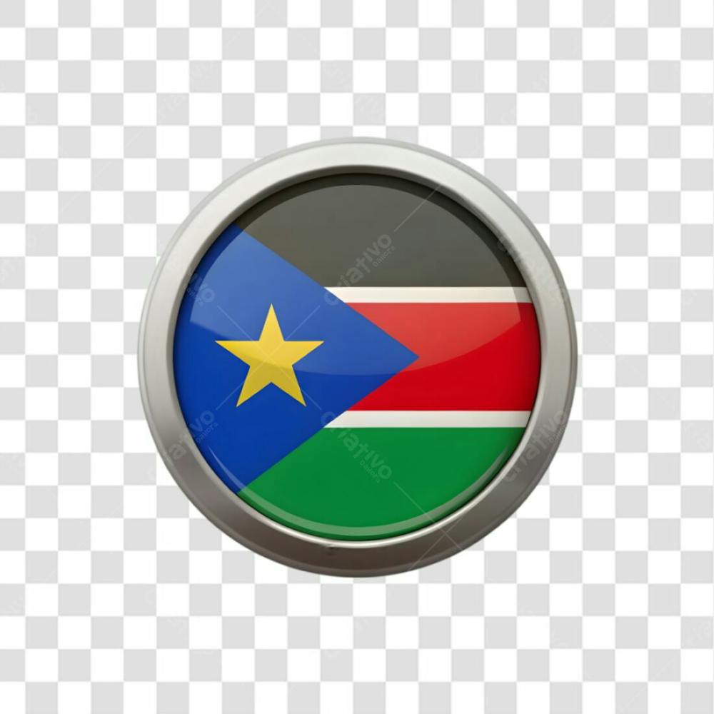 3D South Sudan Flag Icon Circle Shape