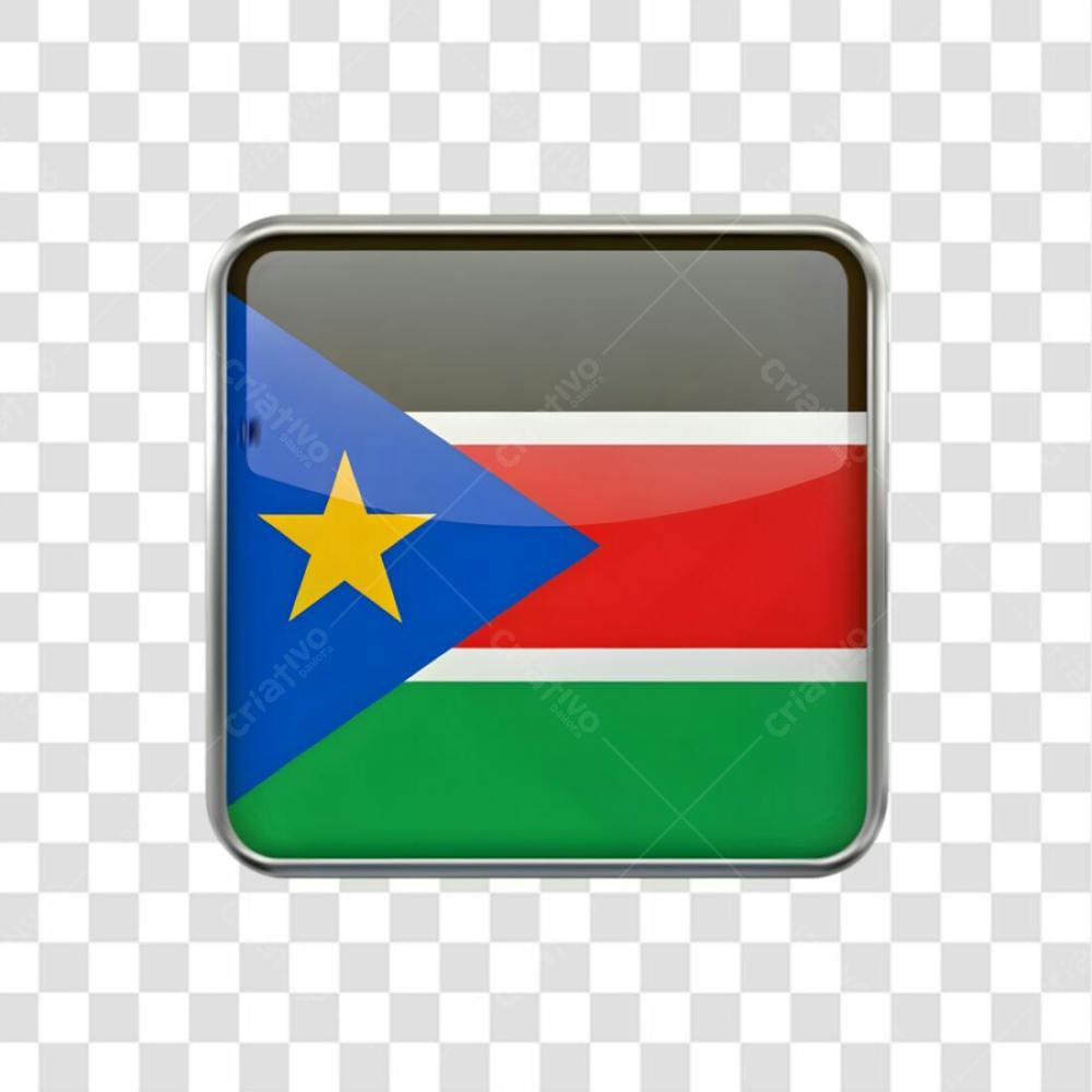 3D South Sudan Flag Icon Rectangle Shape