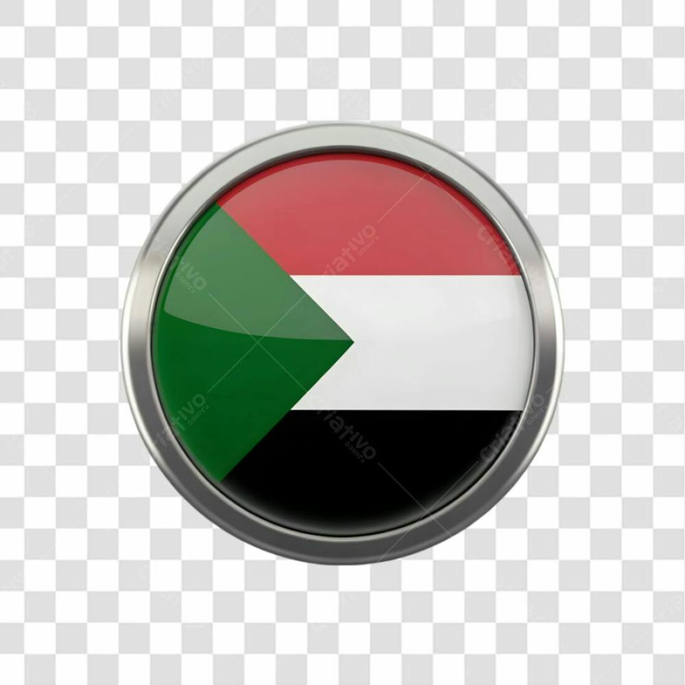 3D Sudan Flag Icon Circle Shape