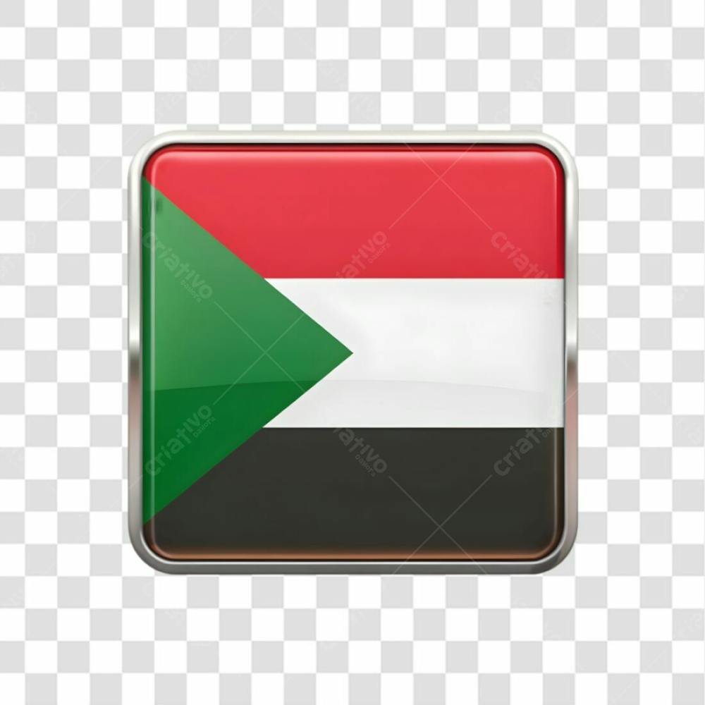 3D Sudan Flag Icon Rectangle Shape