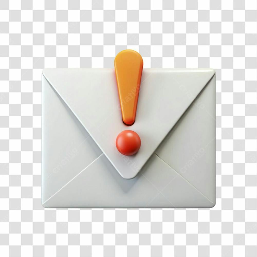 3D Envelope With Exclamation