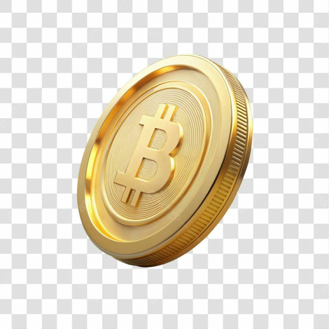 Icone Bitcoin Ouro PNG com fundo transparente