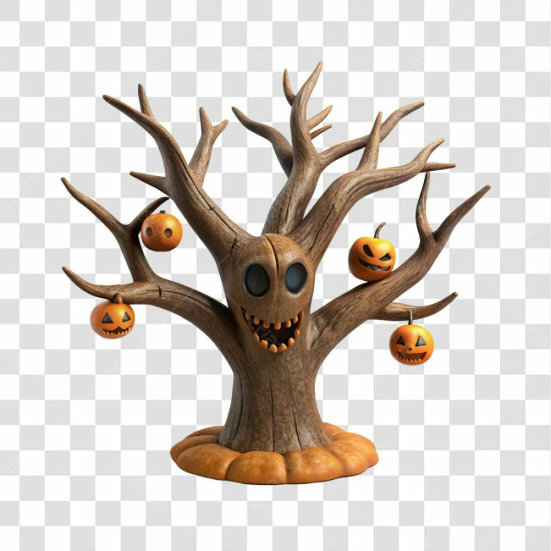 Icone Halloween Árvore Fantasma PNG com fundo transparente