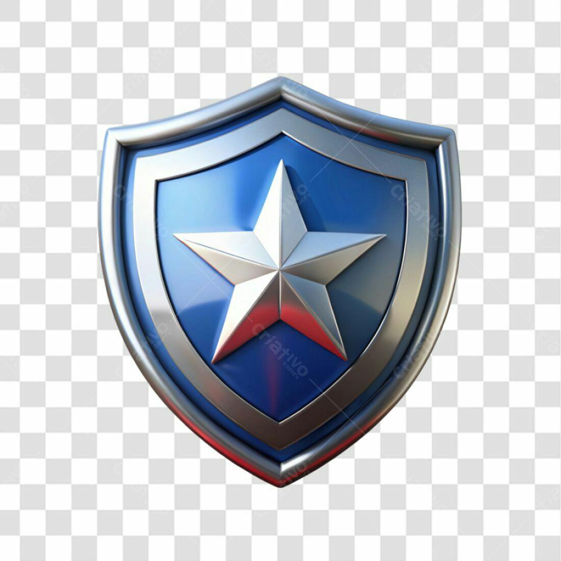 Icone Escudo com Estrela Azul PNG com fundo transparente