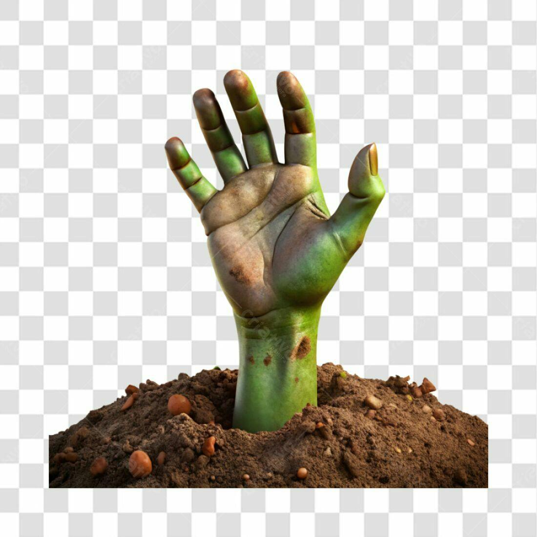 Icone Halloween Mão de Zumbi PNG com fundo transparente