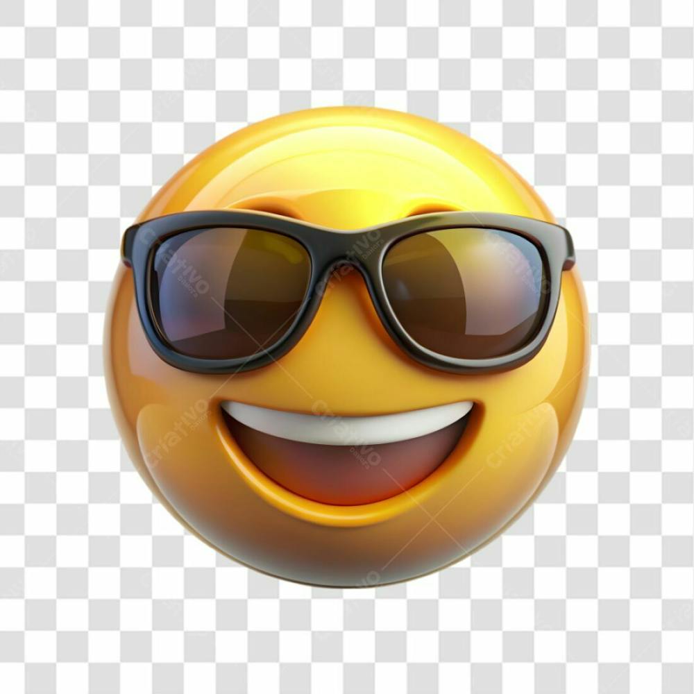 3D Cool Emoji On Transparent Background