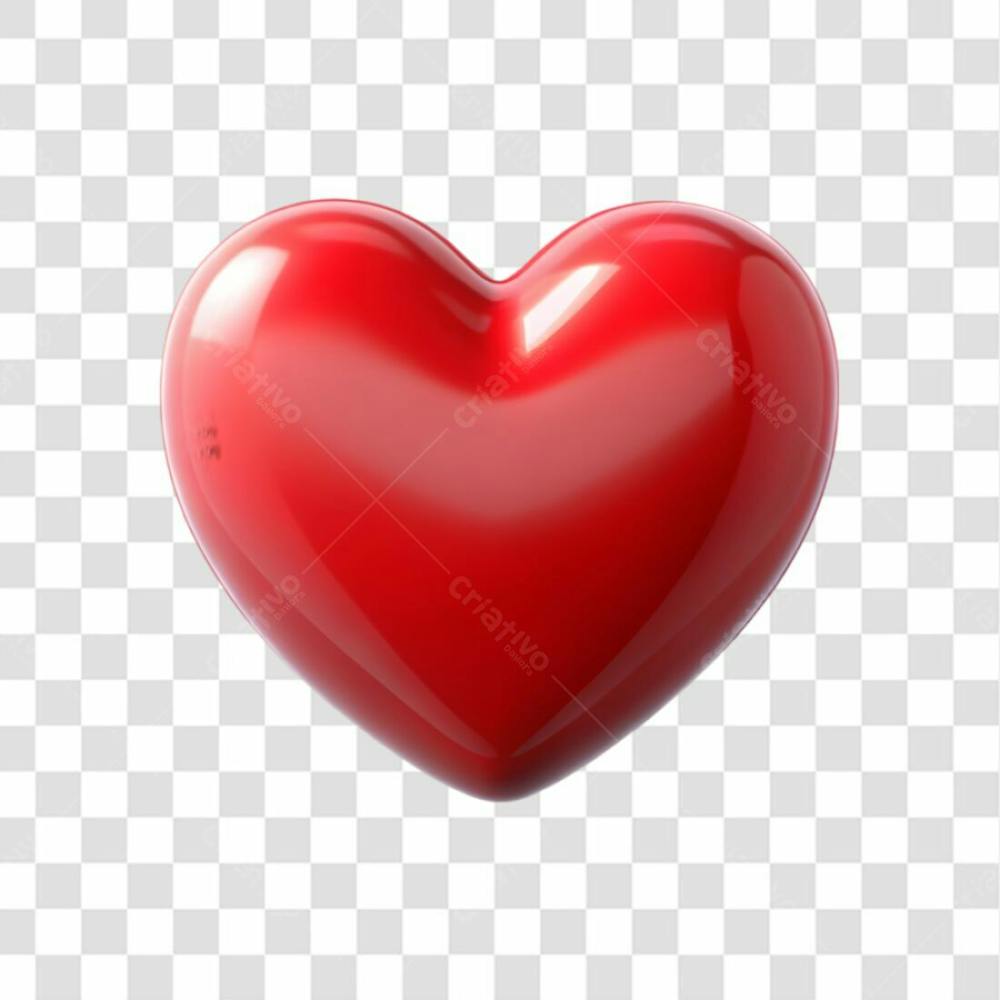 3D Heart Icon On Transparent Background