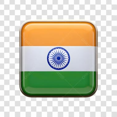 3D India Flag Icon On Transparent Background