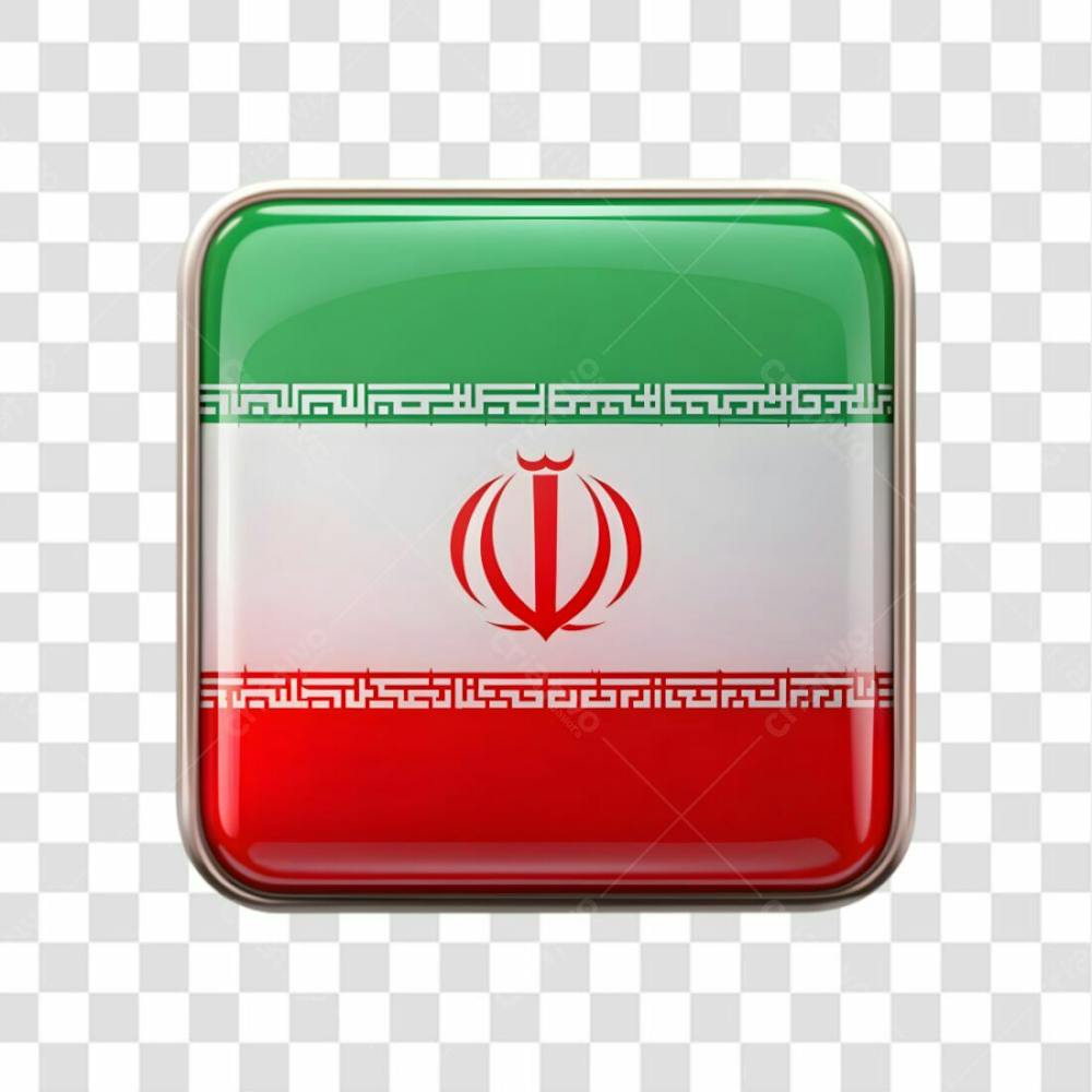 3D Iran Flag Icon On Transparent Background