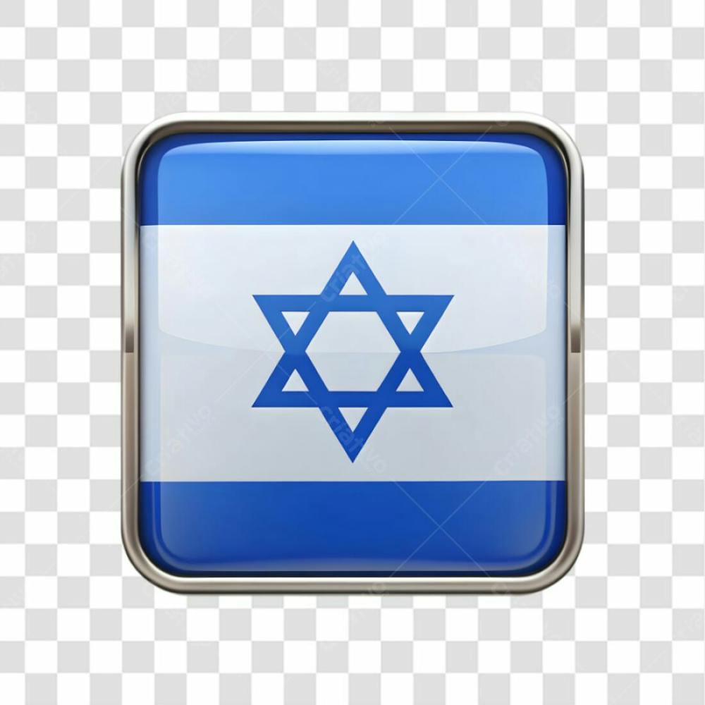 3D Israel Flag Icon On Transparent Background