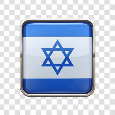3D Israel Flag Icon On Transparent Background