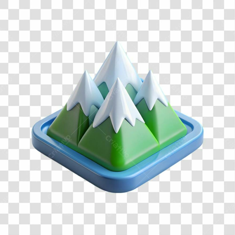 3D Mountain Icon On Transparent Background