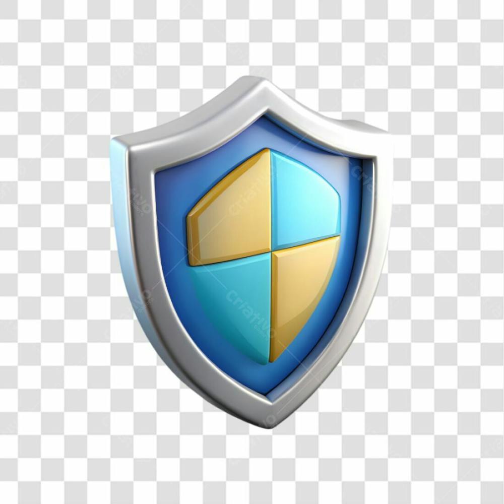 3D Shield Icon On Transparent Background