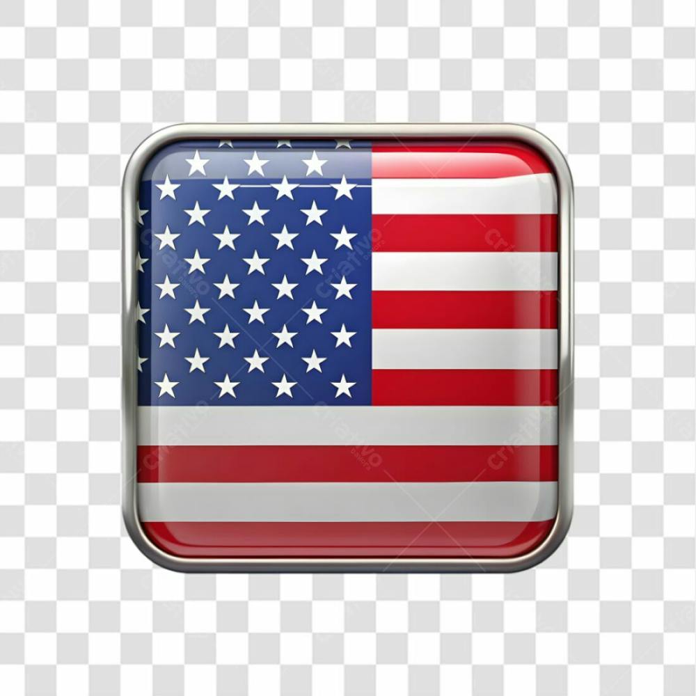 3D Usa Flag Icon On Transparent Background