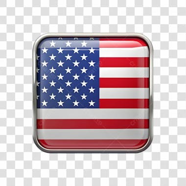 3D Usa Flag Icon On Transparent Background