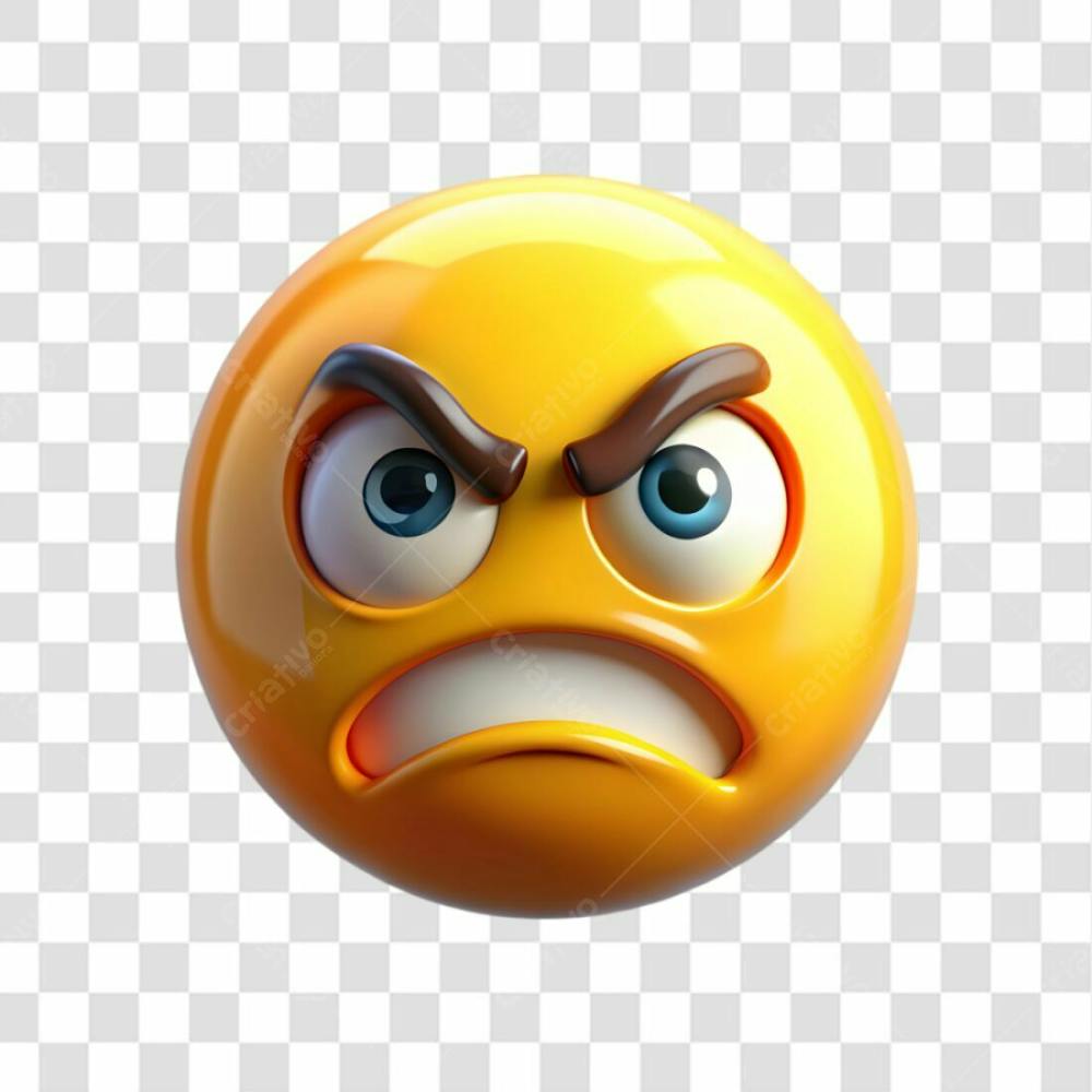 3D Angry Emoji Icon On Transparent Background