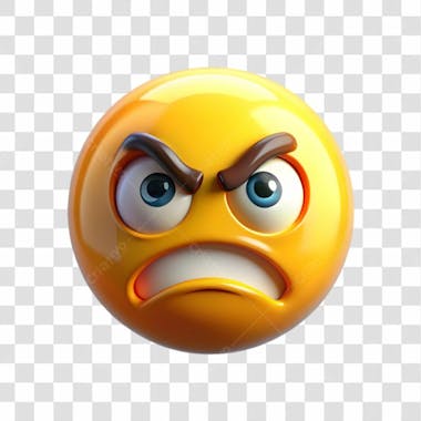 3D Angry Emoji Icon On Transparent Background