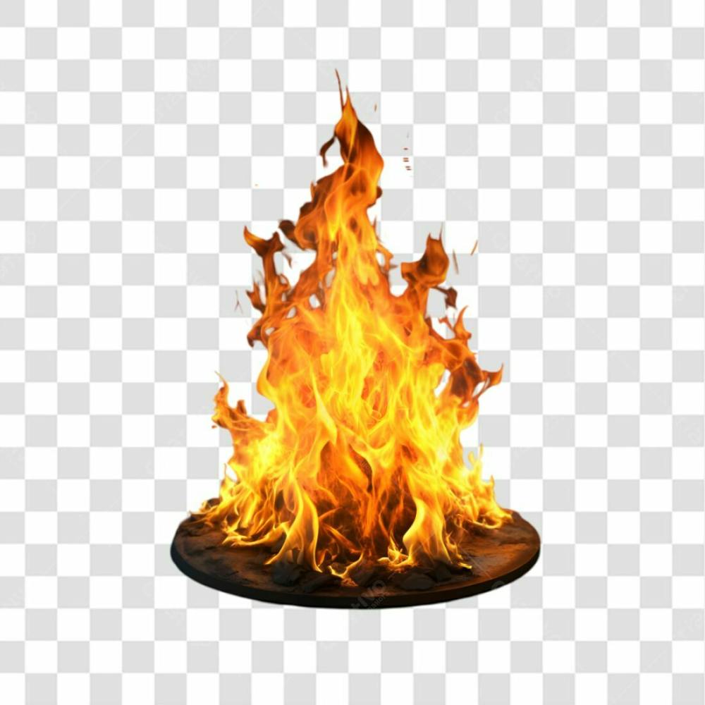 3D Fire Rendered On Transparent Background