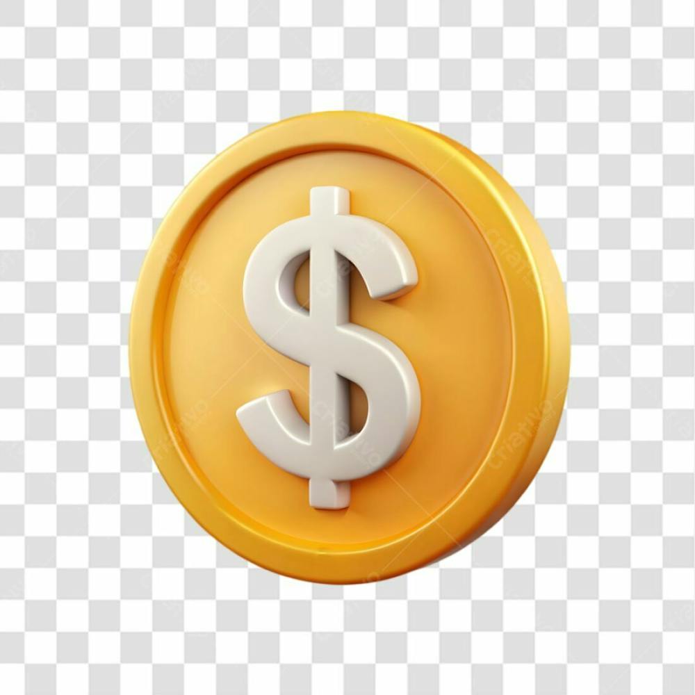 3D Dollar Icon On Transparent Background