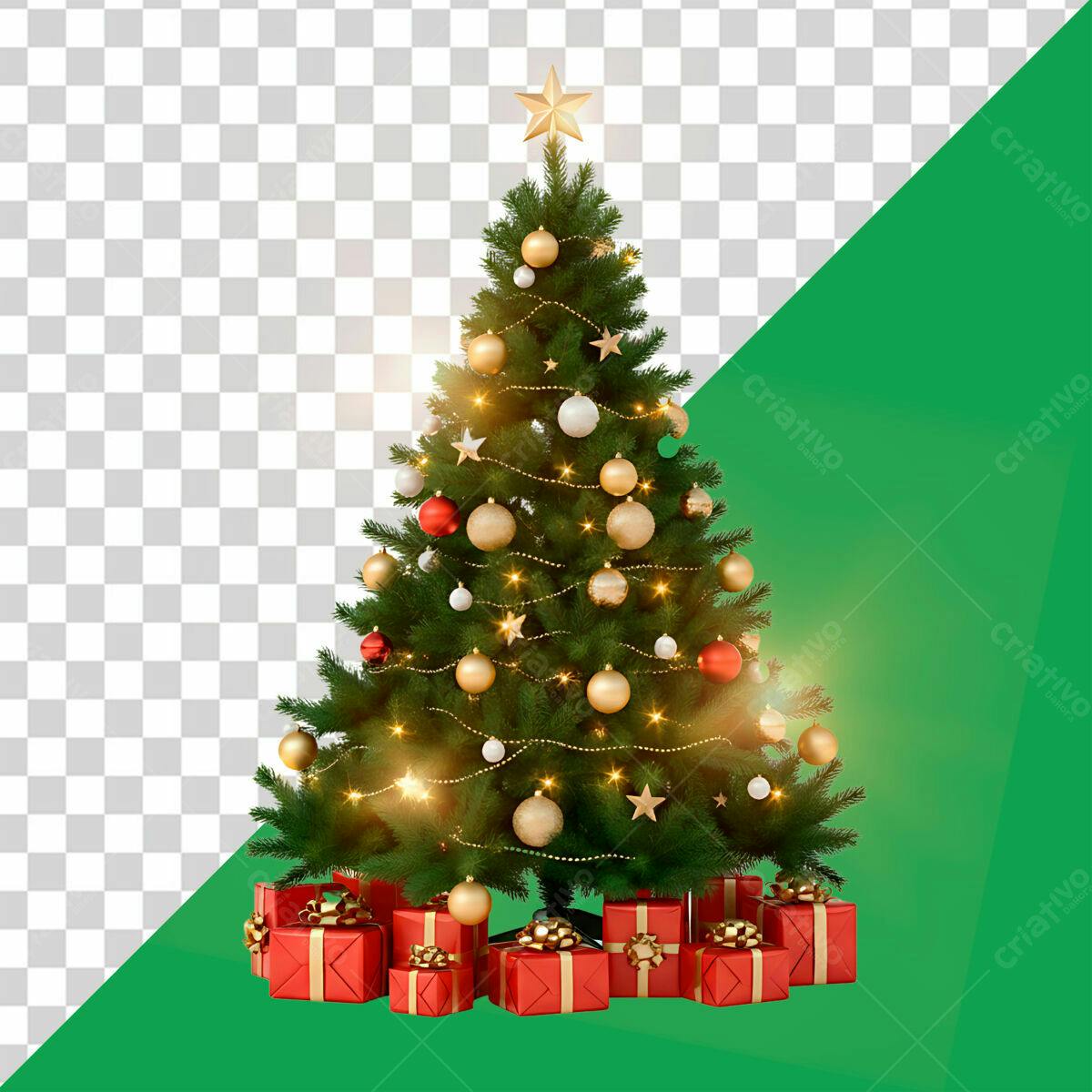 Árvore de Natal com Presentes PSD Editável