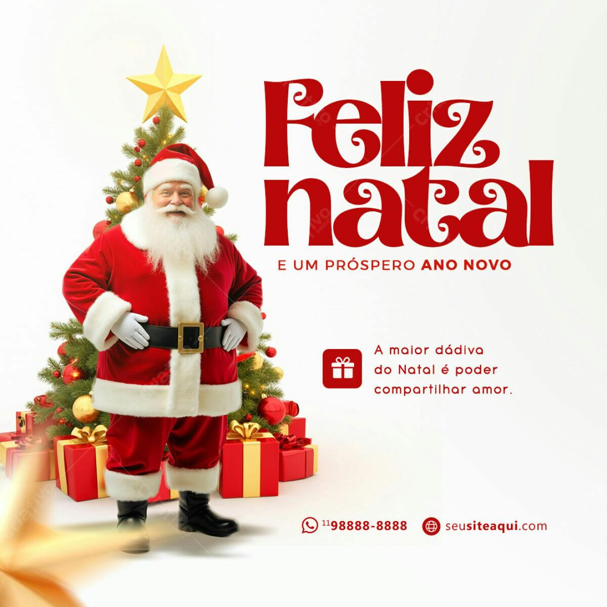 Postagem de Boas Festas Papai Noel PSD Editável