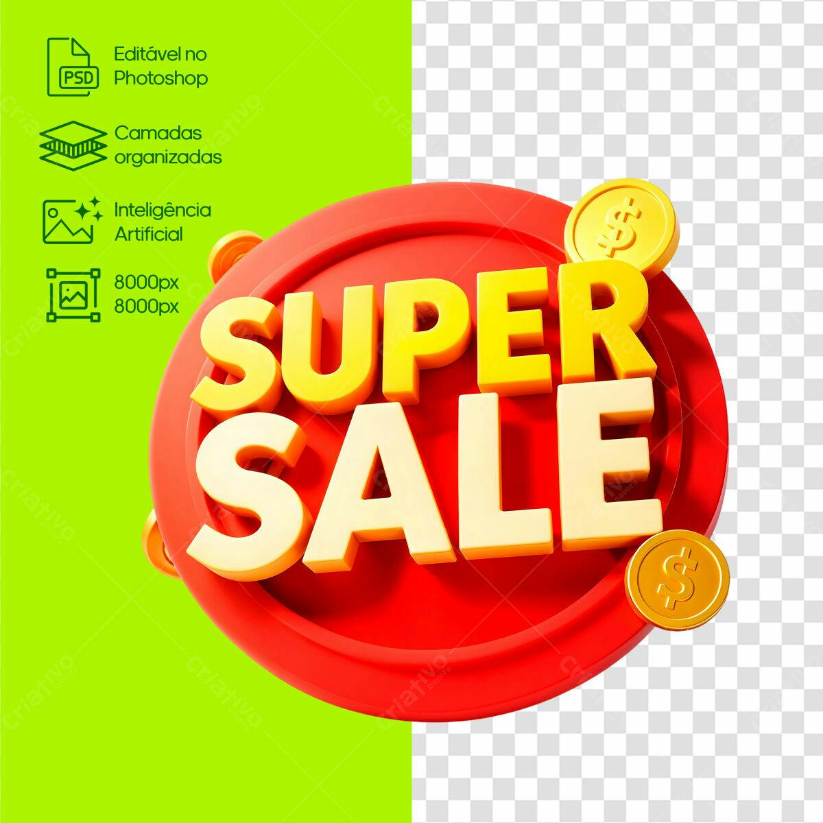 Selo 3D promocional vermelho e amarelo