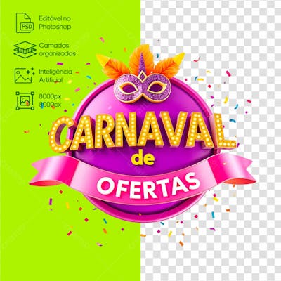 Selo 3D Carnaval De Ofertas