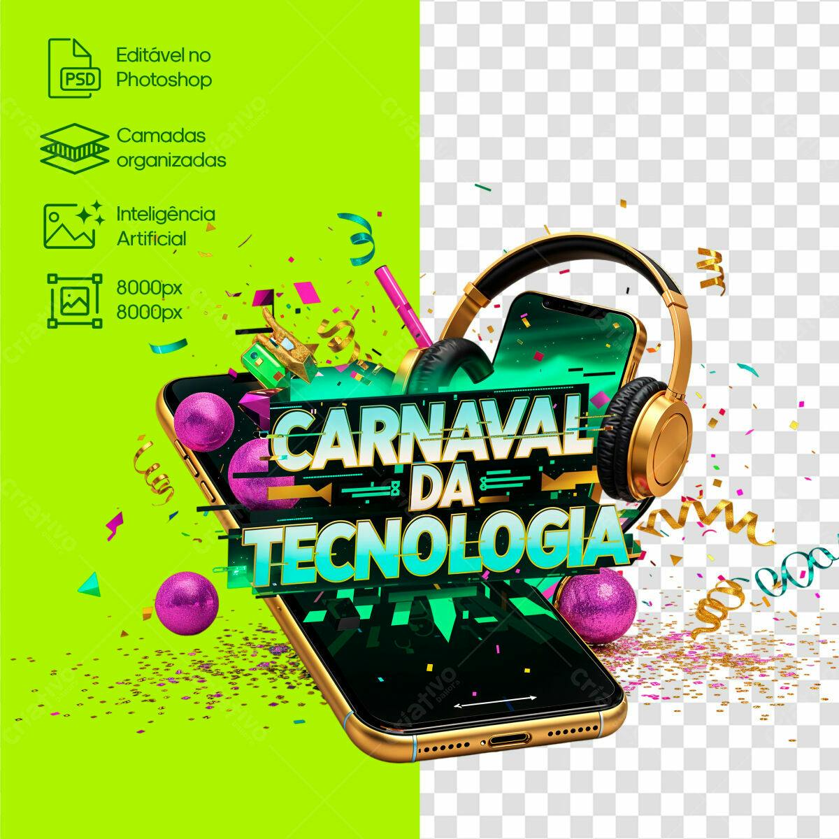 Selo 3D promocional dourado e verde