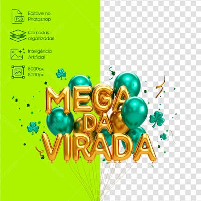 Mega Da Virada Trevos E Balões 3D