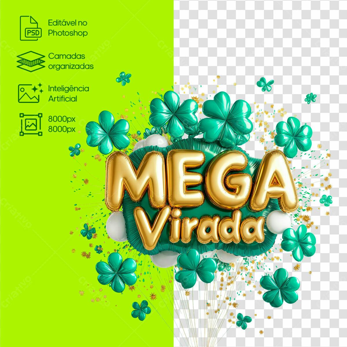 Selo 3D promocional dourado e verde