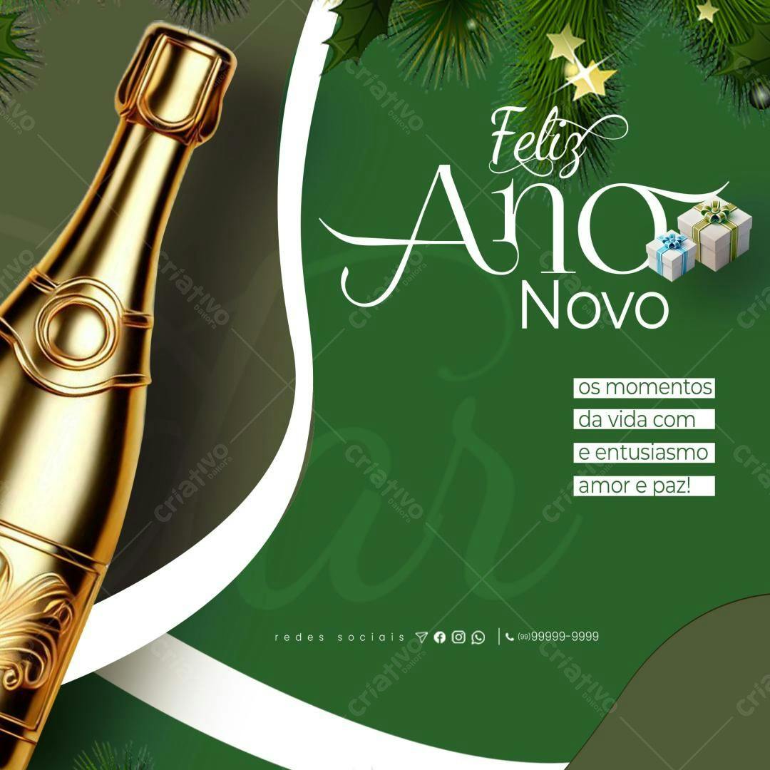 Postagem Feliz Ano Novo PSD Editável