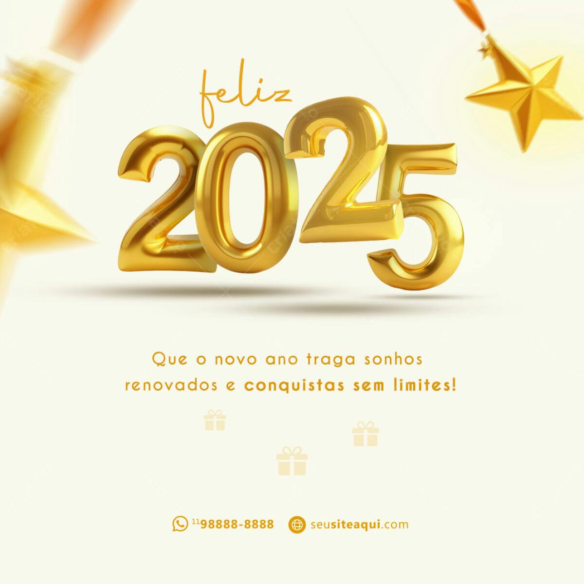 Postagem Feliz Ano Novo 2025 PSD Editável