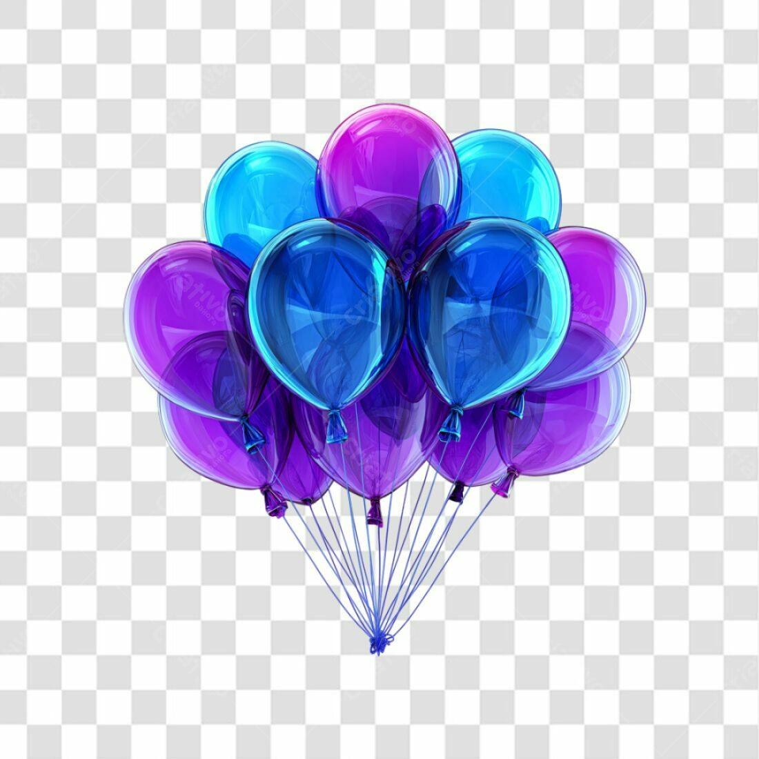 Icone Festa Balões Azul e Roxo PNG com fundo transparente