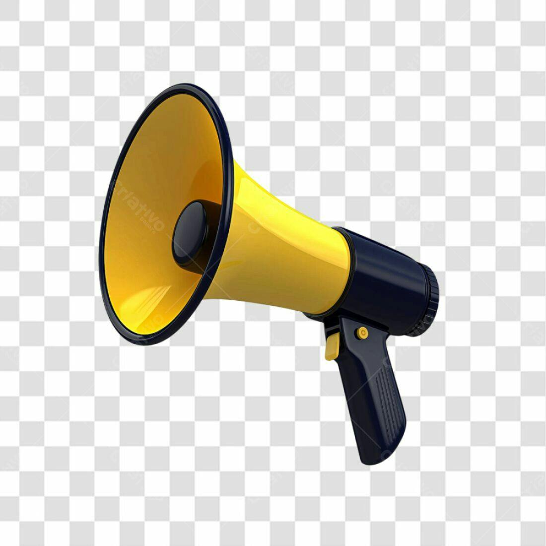 Icone Megafone Amarelo e Azul PNG com fundo transparente