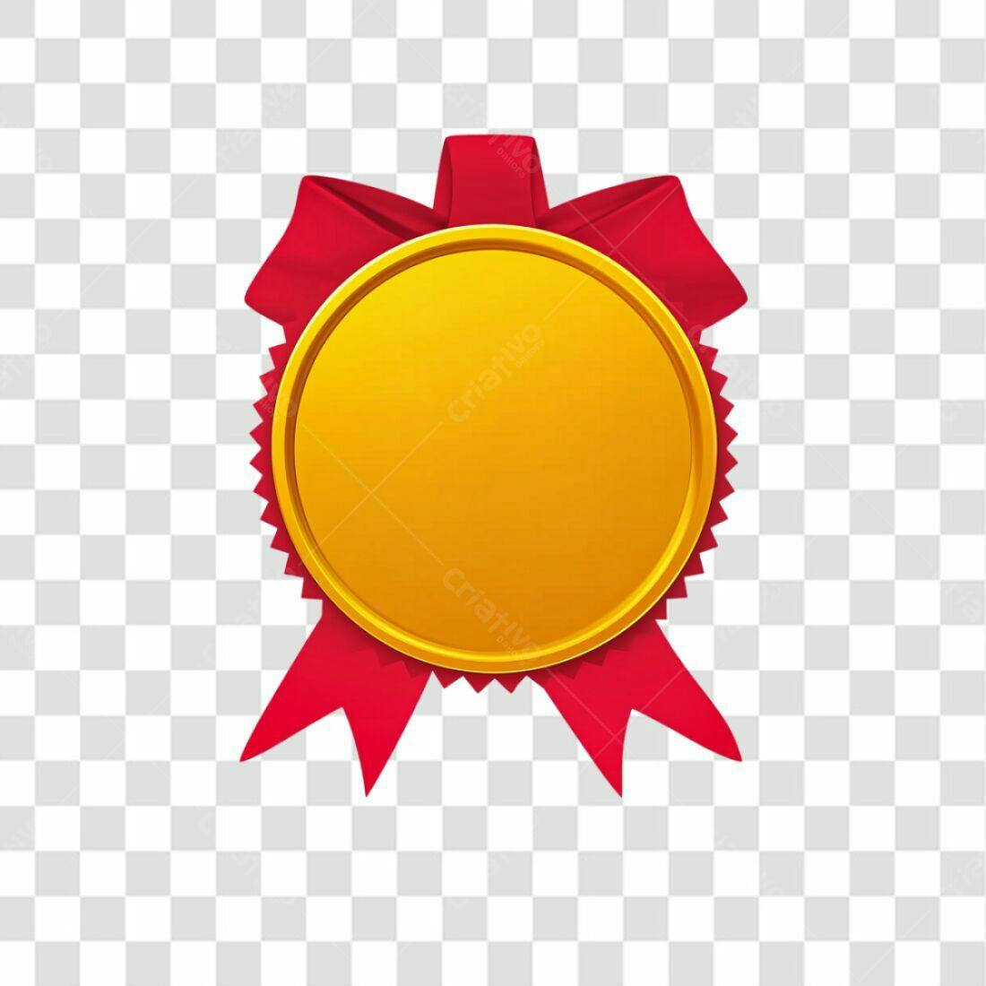 Selo dourado com laço vermelho PNG com fundo transparente