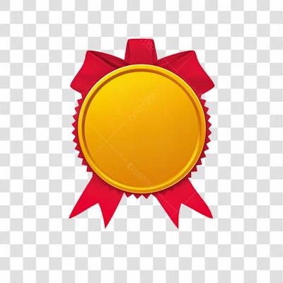 Selo Dourado Com Fita Vermelha Png Transparente