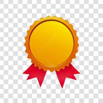 Selo Dourado Com Fita Vermelha Png Transparente