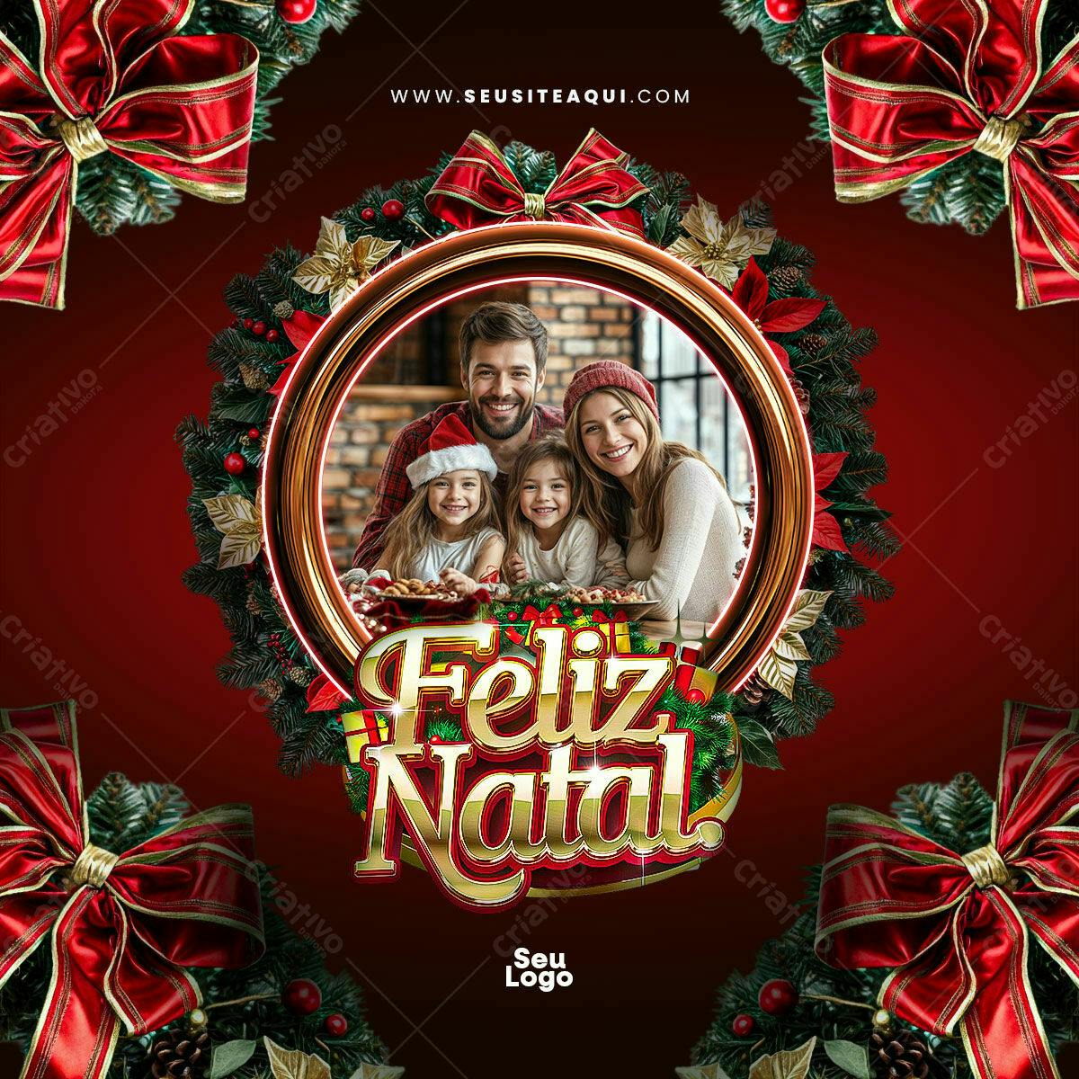 Postagem de Natal Família PSD Editável