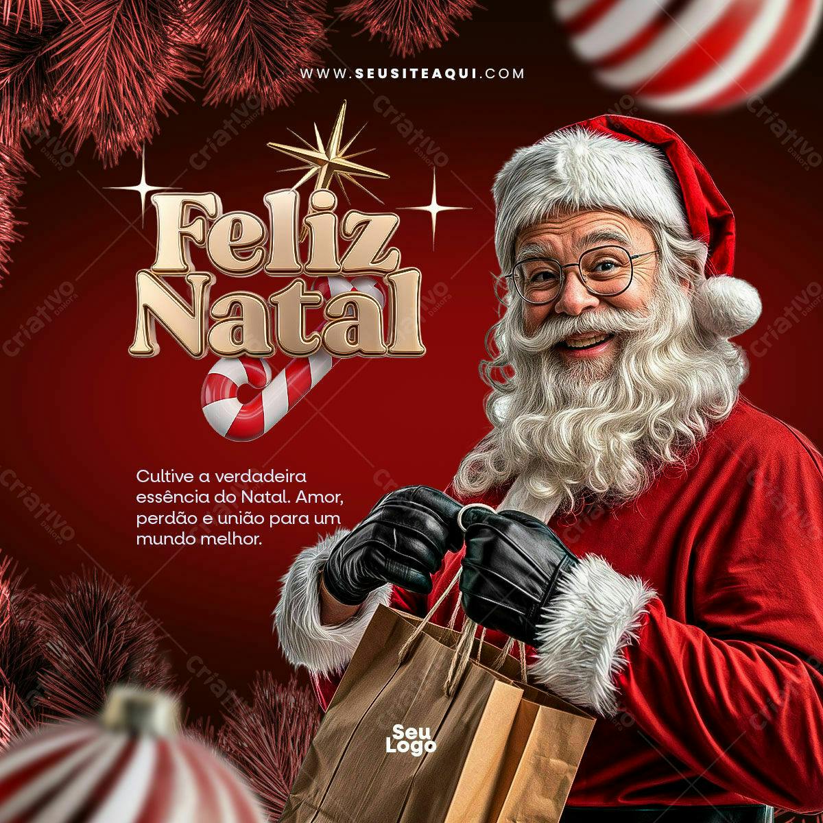 Postagem de Natal com Papai Noel PSD Editável