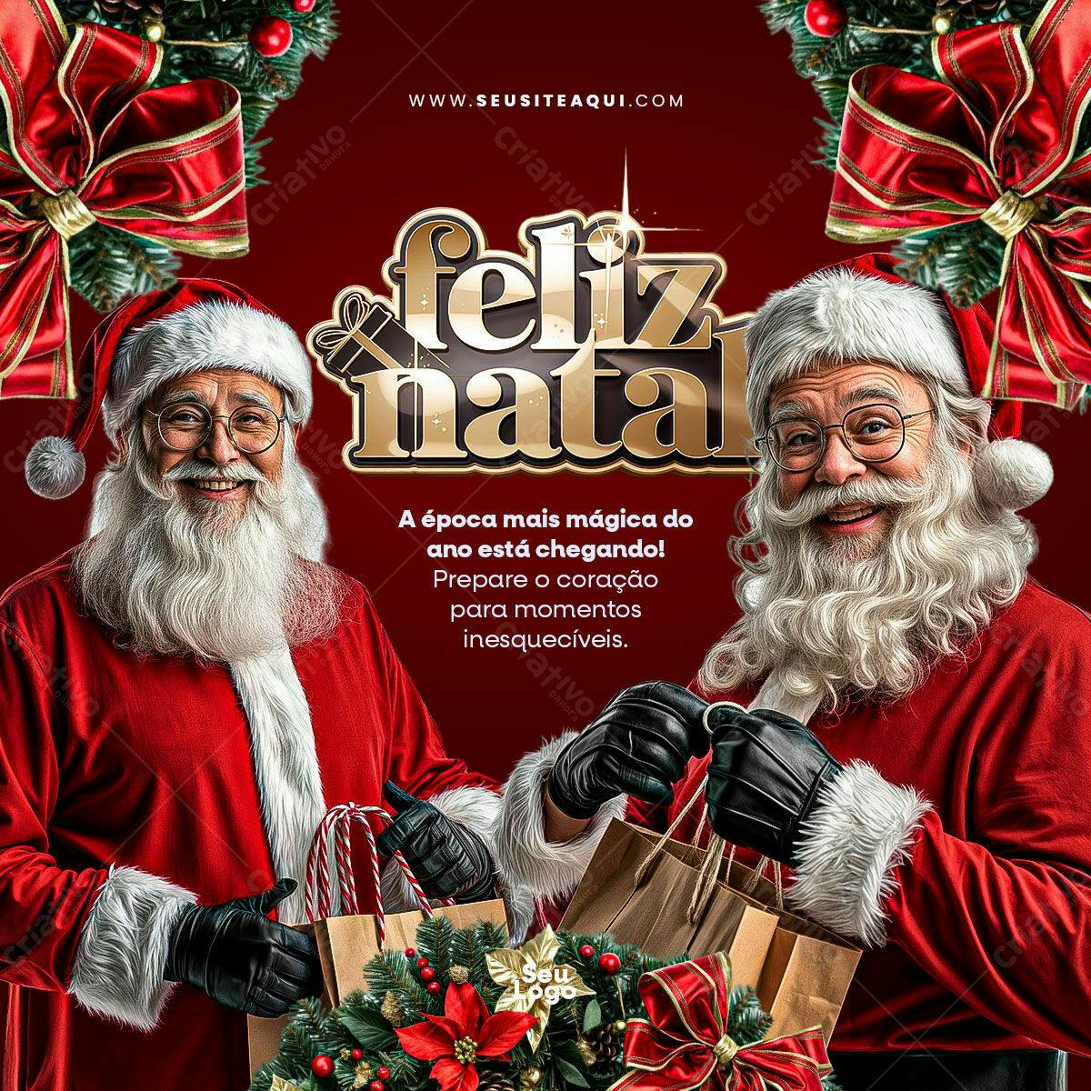 Postagem de Natal com Papai Noel PSD Editável
