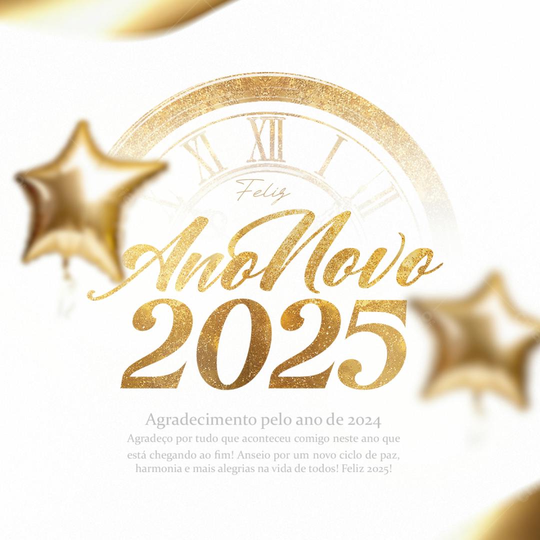 Flyer Feliz Ano Novo 2025 PSD Editável