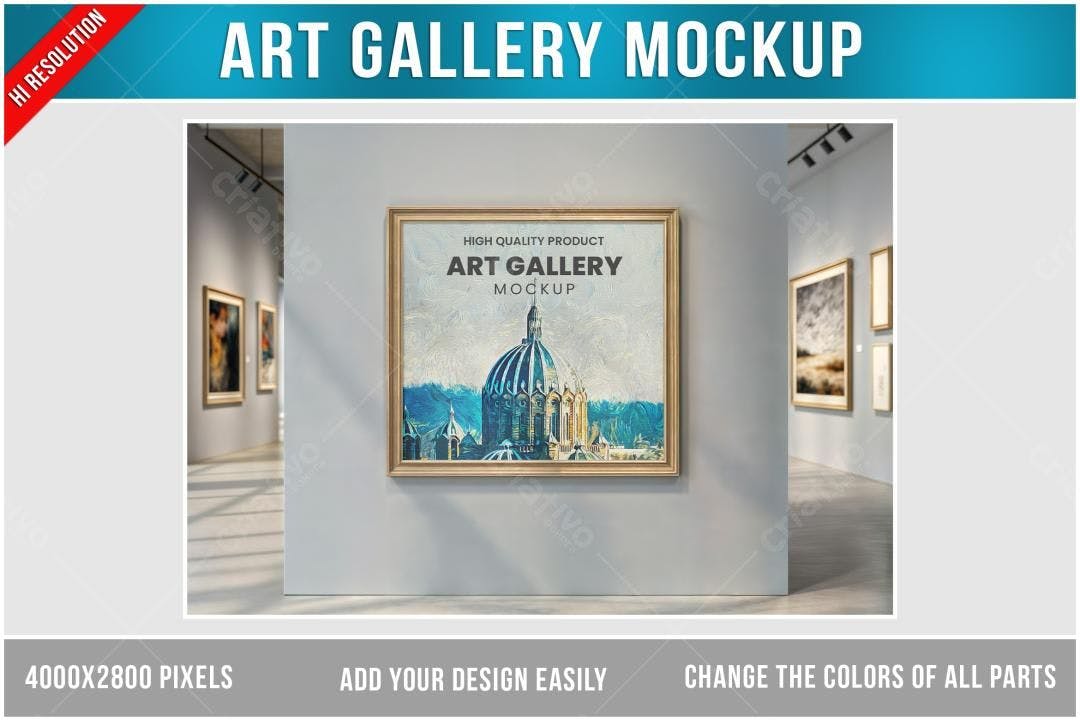 Mockup Quadro em Galeria de Arte - Estilo Realista