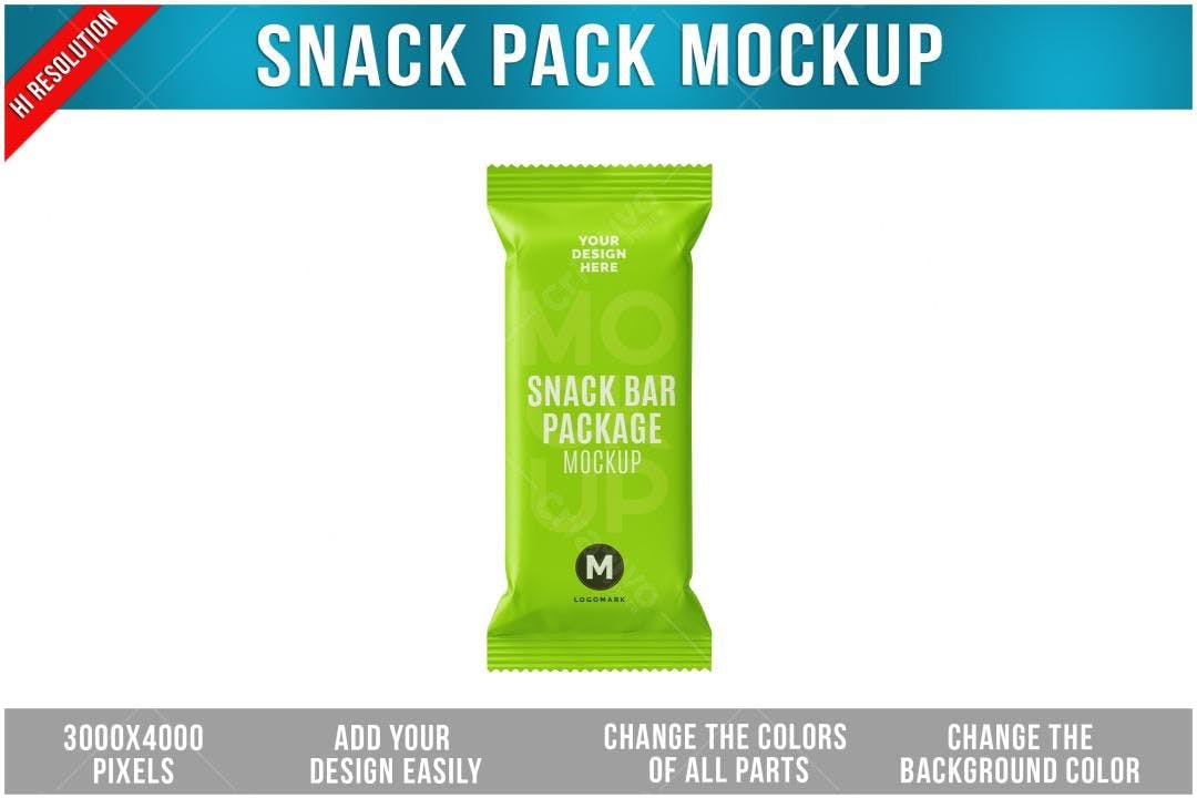 Mockup de Embalagem para Barra de Cereal - Verde Limão