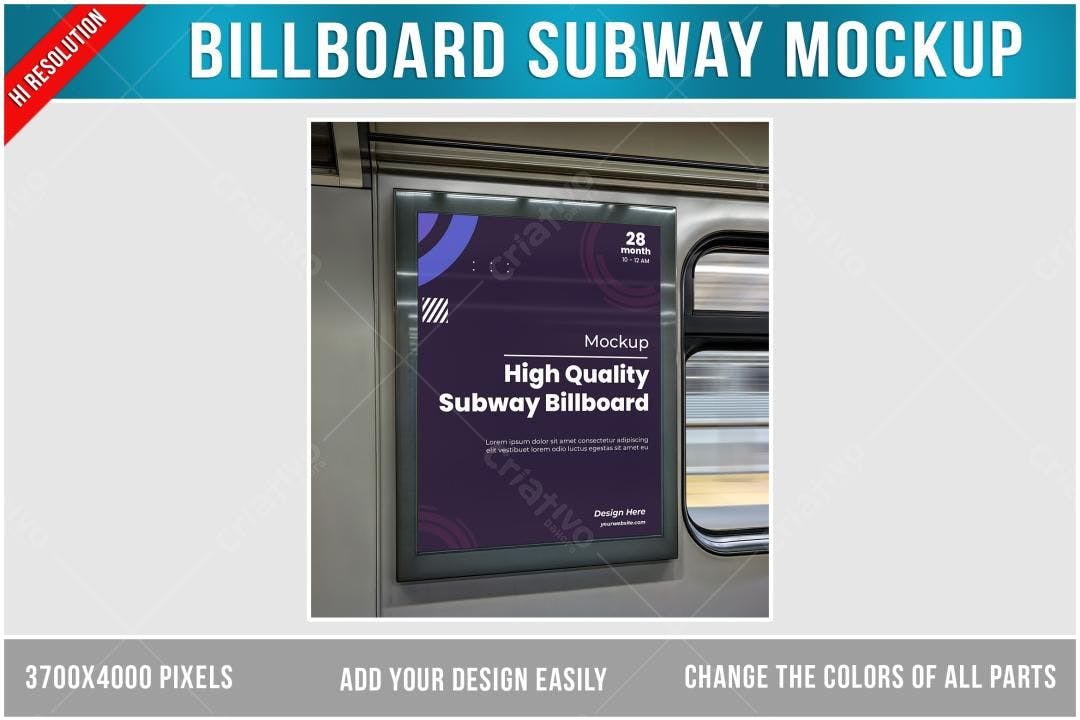 Mockup Realista de Anúncio em Metrô: Design Moderno