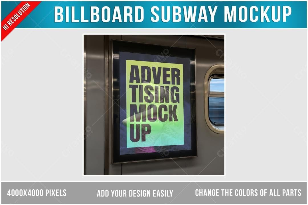 Mockup de Anúncio Metrô: Visual Moderno e Realista