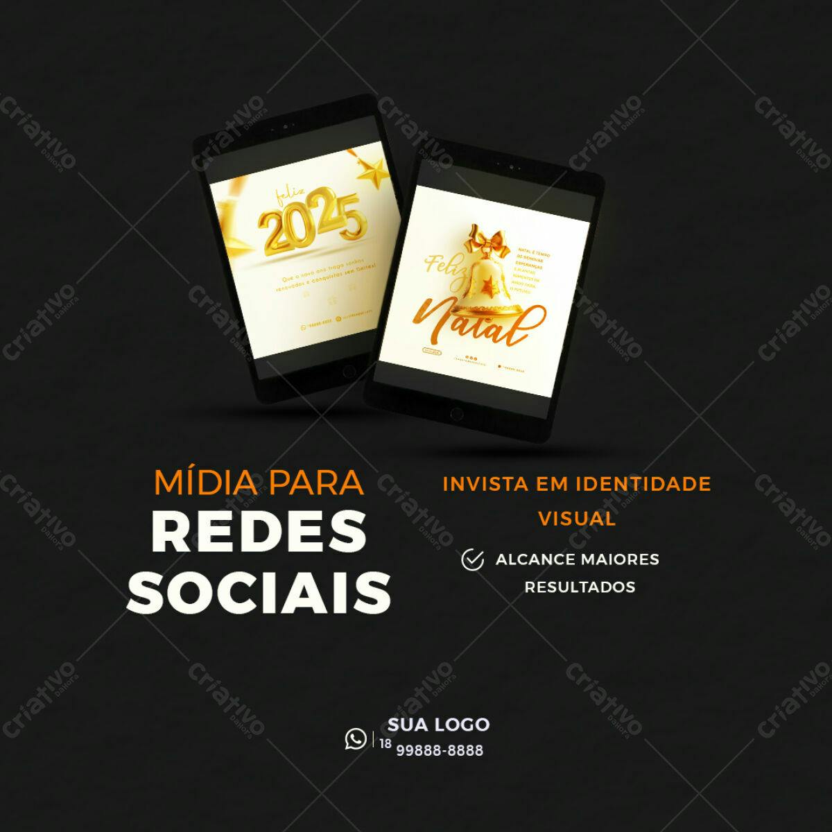 Mídia para Redes Sociais Natal e Ano Novo PSD Editável