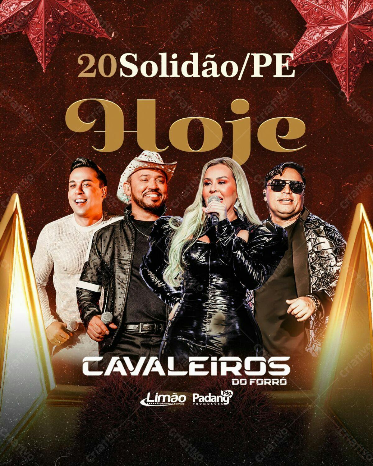 Flyer Show Cavaleiros do Forró em Solidão/PE PSD Editável