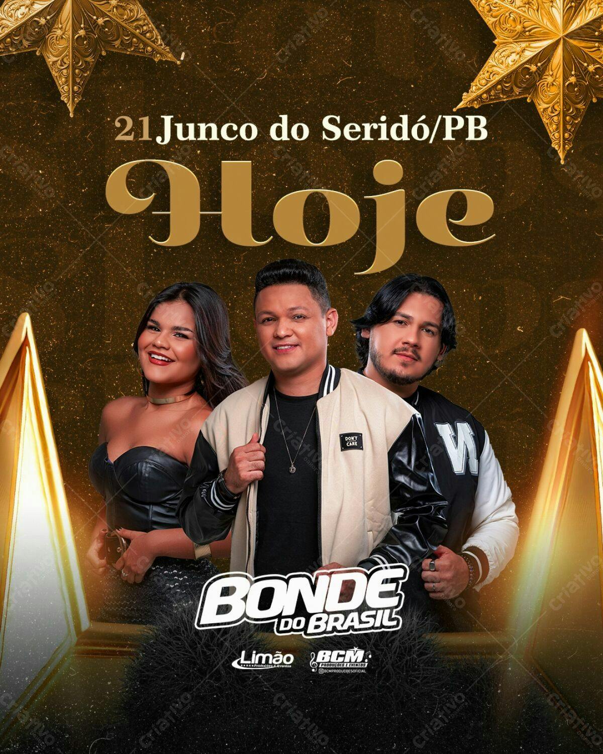 Flyer para Show do Bonde do Brasil em Junco do Seridó PSD Editável