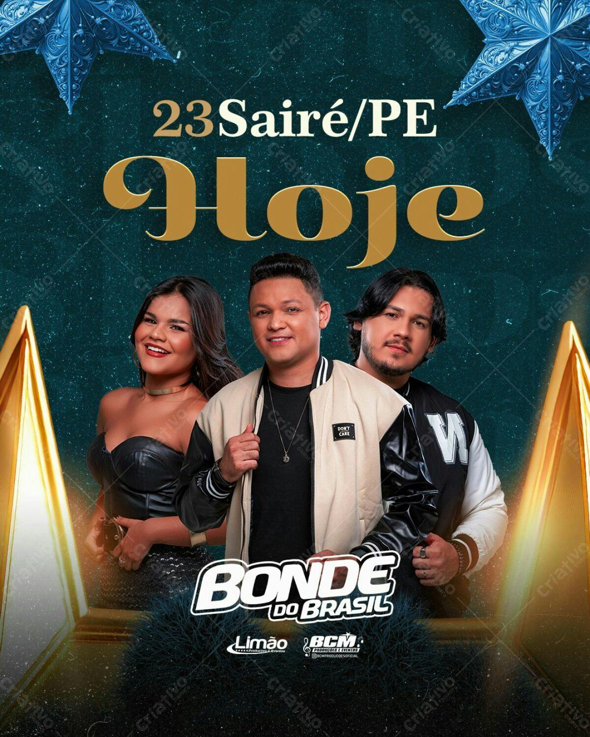Flyer para Show do Bonde do Brasil em Sairé/PE PSD Editável