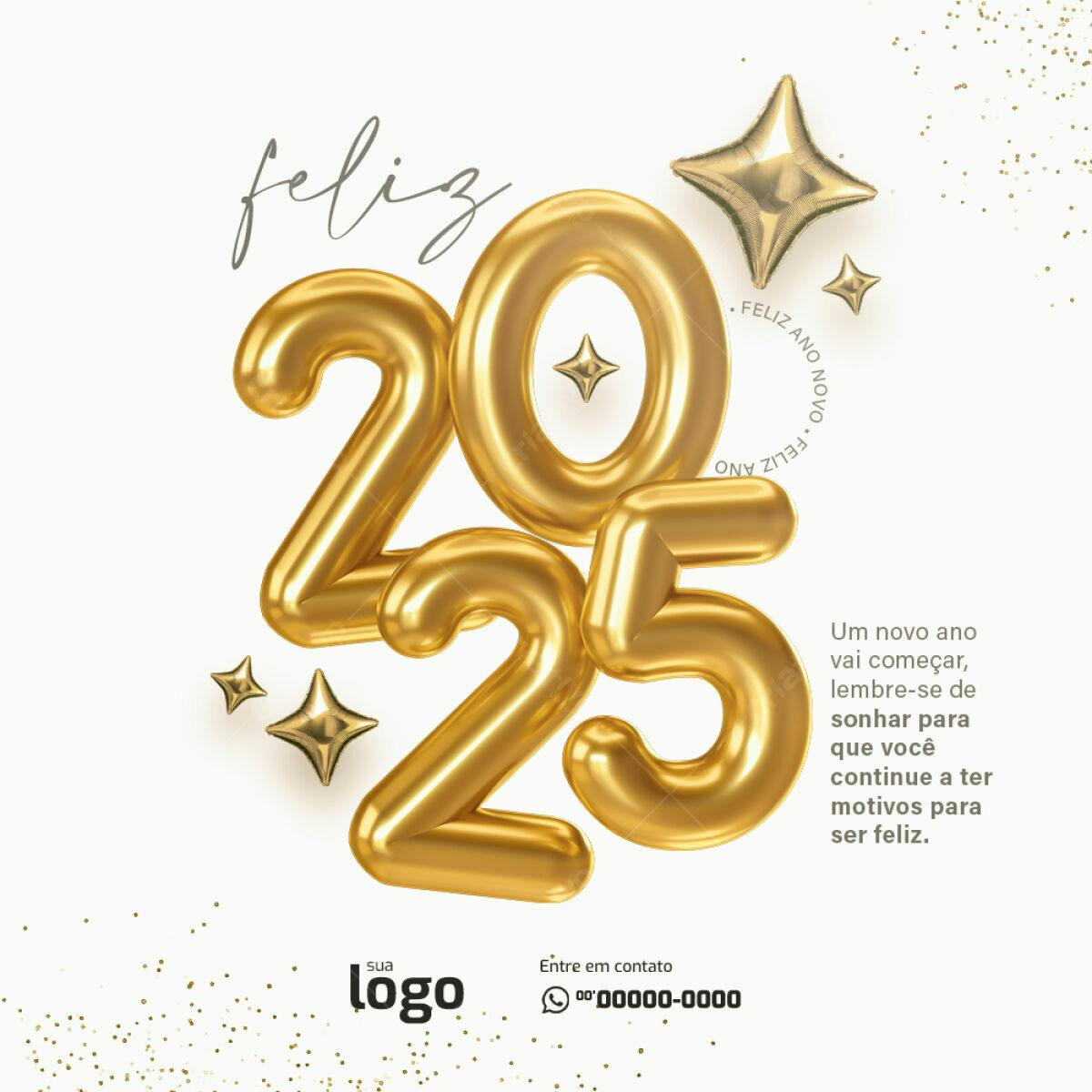 Flyer Feliz Ano Novo 2025 PSD Editável